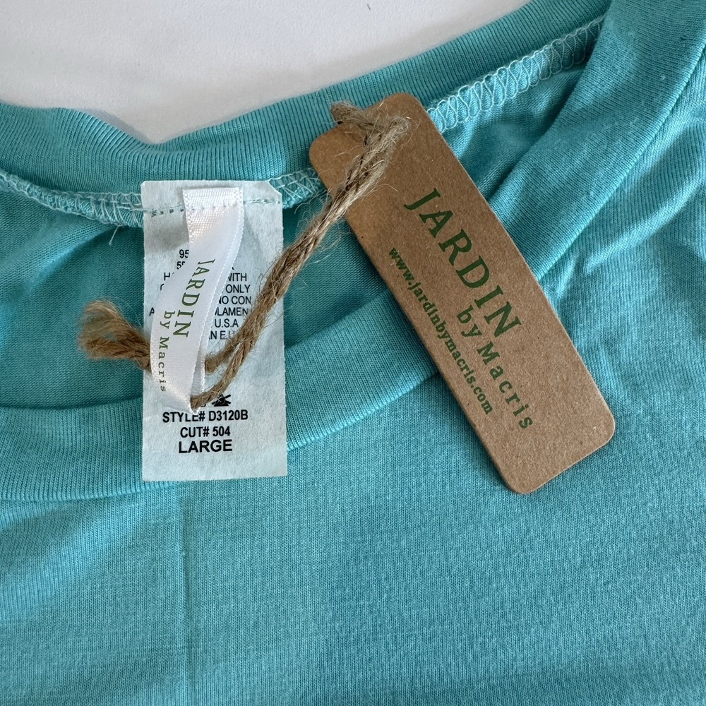 Jardin by Macris Top Womens Large D3120B Teal Plaid Layered Look Mixed Media NEW - Picture 3 of 4
